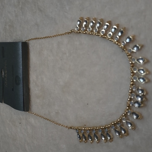 Baby Blues Dangle Necklace Gold‎ Tone Blue Stone Delicate Jewelry - Picture 1 of 7